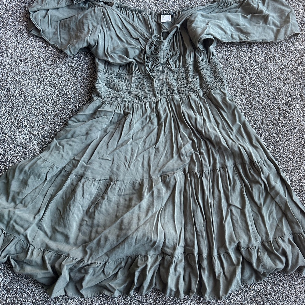 VENUS Olive Off-Shoulder Mini Dress